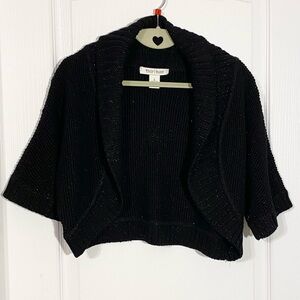 WHBM Metallic Short Sleeve Shrug Sweater Black Large White House Black Market